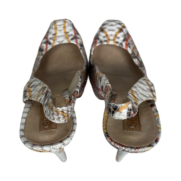 Schutz Faux Snakeskin Leather Slingback Platform Pumps Stiletto heels Mob Wife - Picture 6 of 11